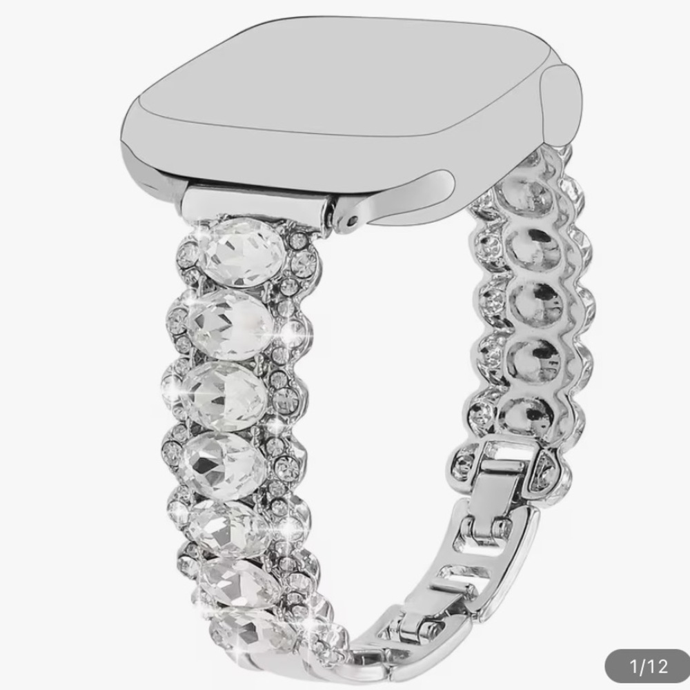Silver Crystal Rhinestone Replacement Band for Smartwatch